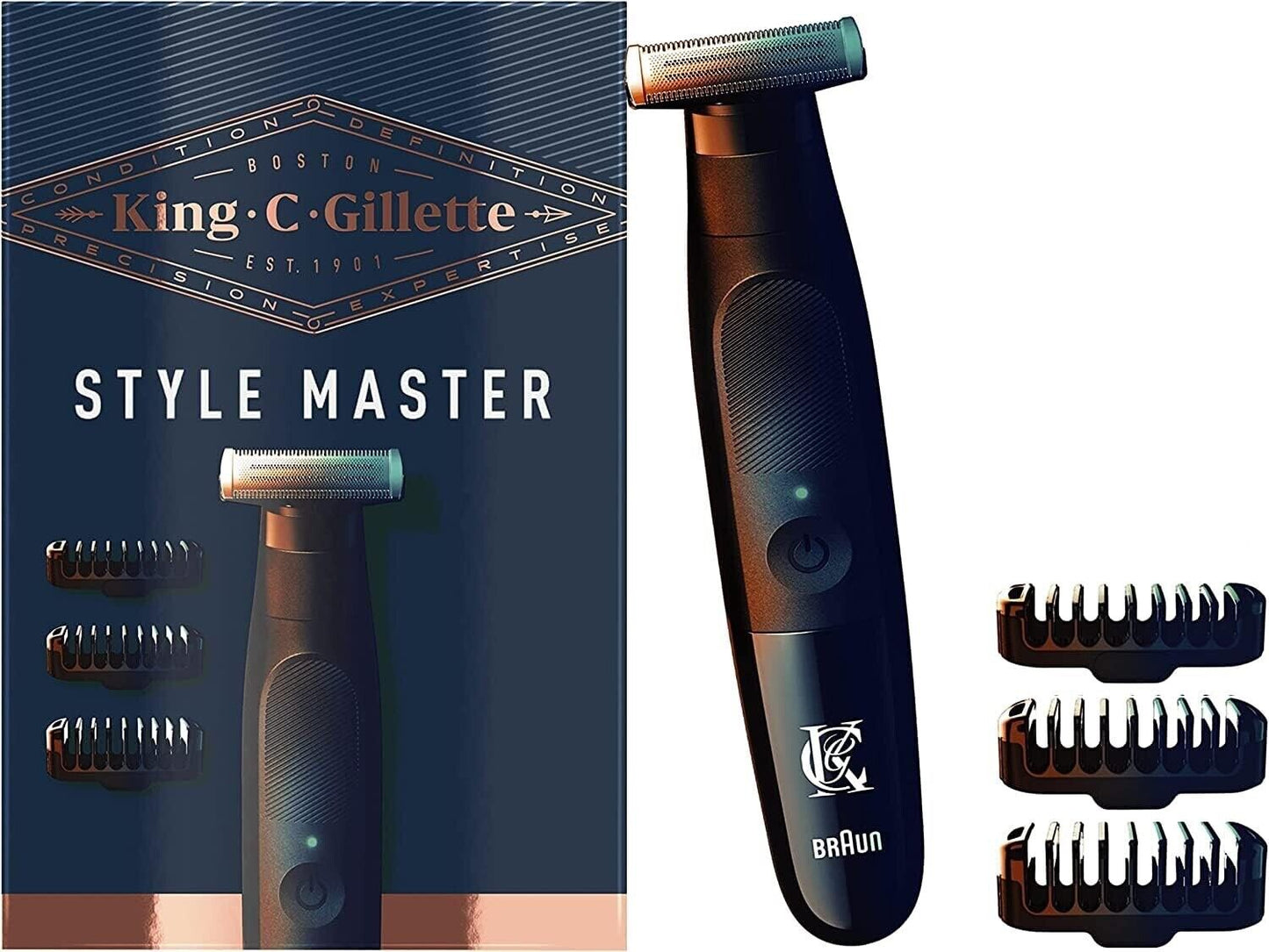 King C. Gillette Style Master Bart Trimmer für Männer mit 1 austauschbare 4D-Kli