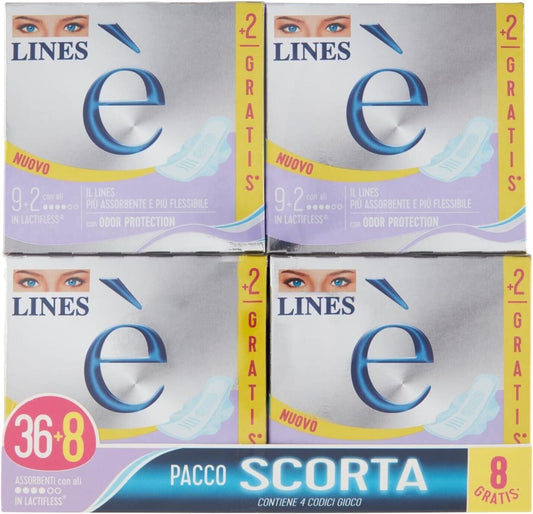 Lines mit saugfähigen Flügeln aus Lactiflex, 36 Stück + 8 gratis