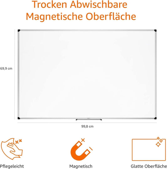 Amazon Basics Magnetisches Whiteboard mit Stiftablage  90 x 60 cm (B x H), Weiß