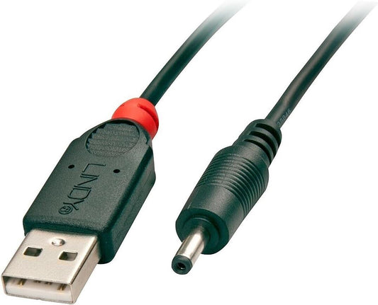 LINDY 70265 - Kabel USB A Stecker auf DC Stecker Adapter, DC Stecker 2.5mm/0.7mm