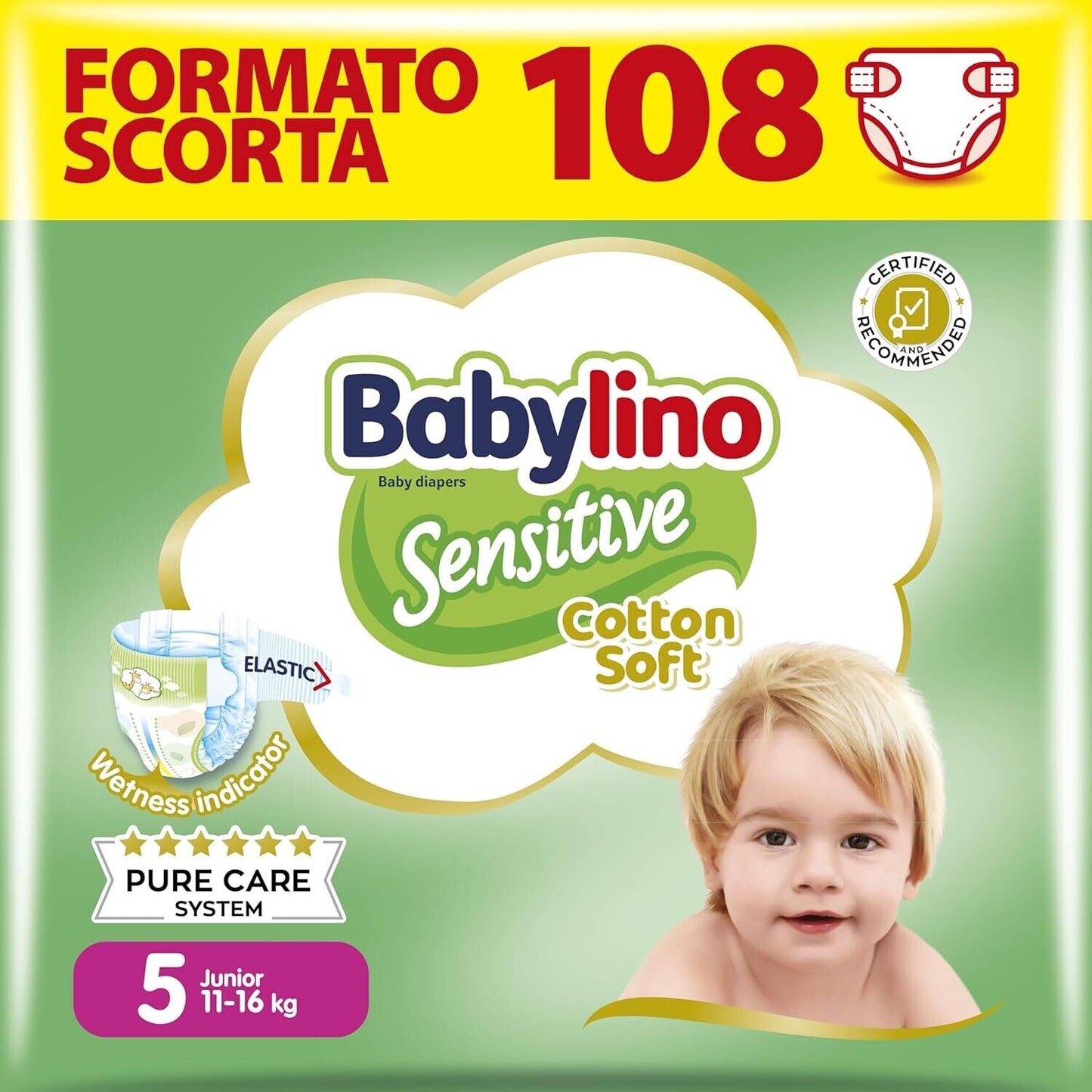 Babylino Sensitive Junior, 108 Windeln Größe 5 (11-25Kg)