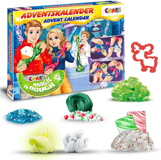 MAGIC DOUGH Adventskalender Kinder - Spielzeug Adventskalender mit Knete, 24 Tol