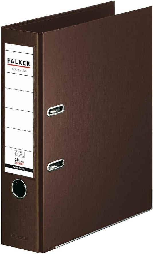 9x Original Falken Chromocolor Premium-Ordner. Kunststoffbezug Braun 8 cm breit