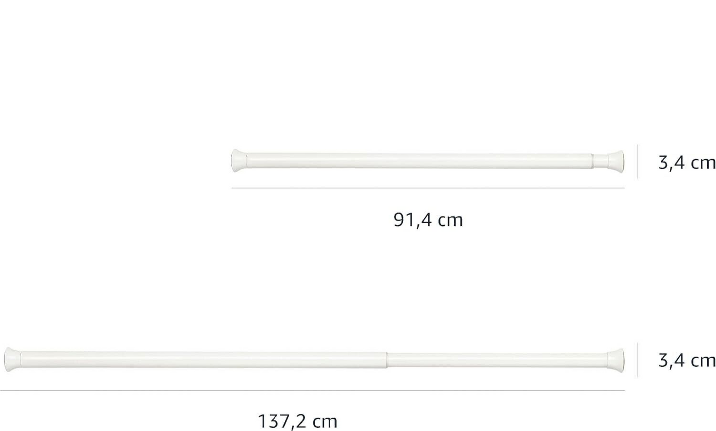 Teleskop-Duschvorhangstange / Gardinenstange zum Einklemmen, 91-137 cm, Weiß