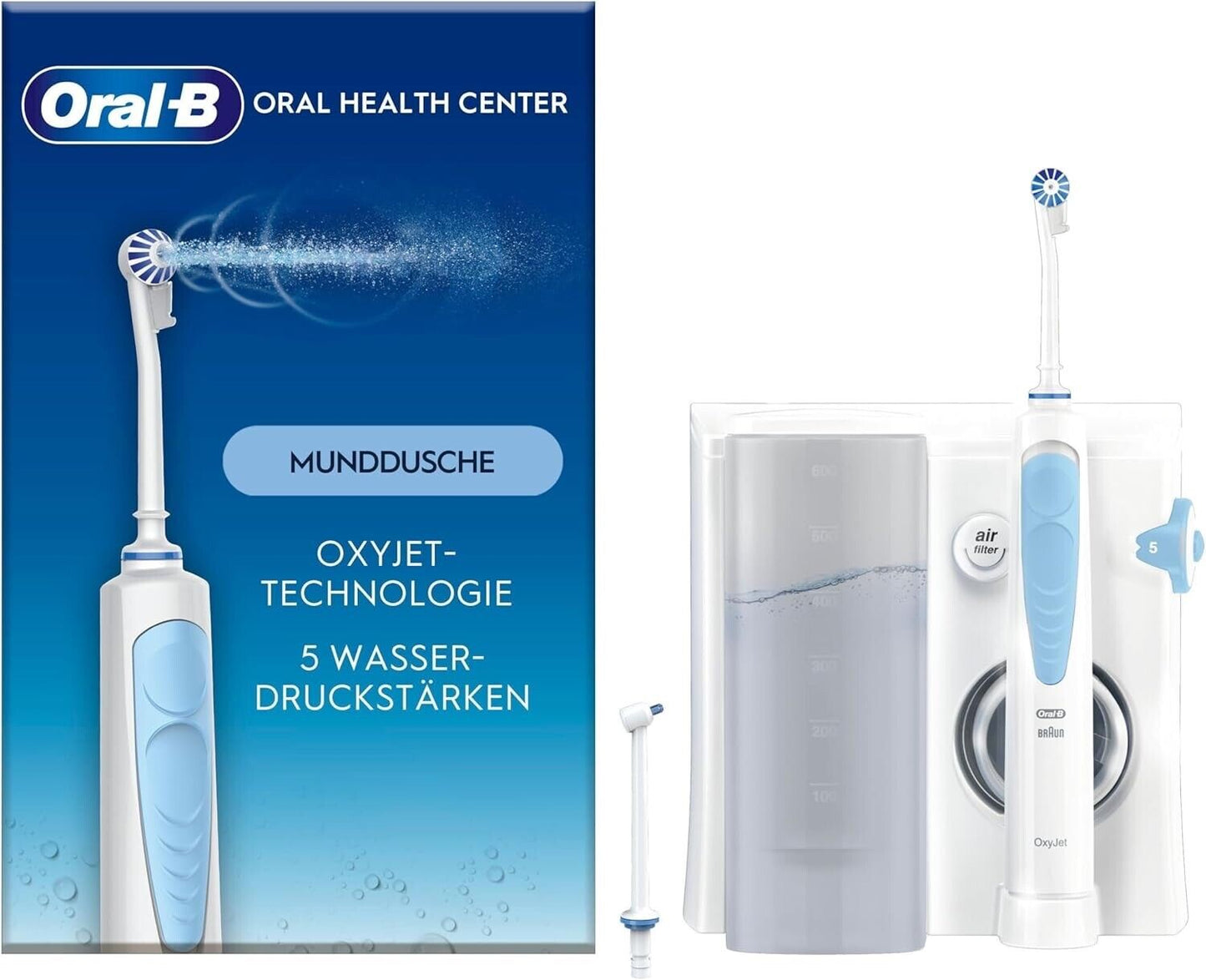 Oral-B Oral Health Center Munddusche, 2 Ersatzdüsen, Zahnzwischenraumreiniger fü