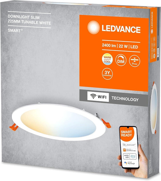 LEDVANCE Leuchte: für Decke, SMART RECESS SLIM DOWNLIGHT TW / 22 W, 220…240 V,