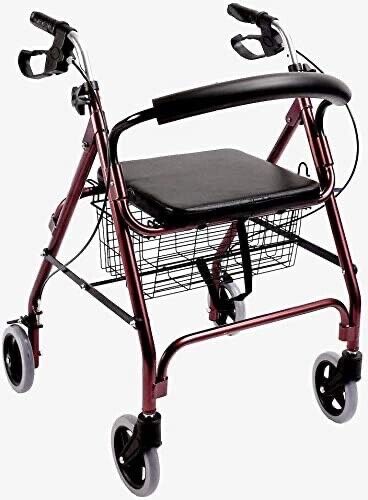 Roter Faltender Aluminium Rollator - Wanderer Mit 4 Rädern Für Senioren