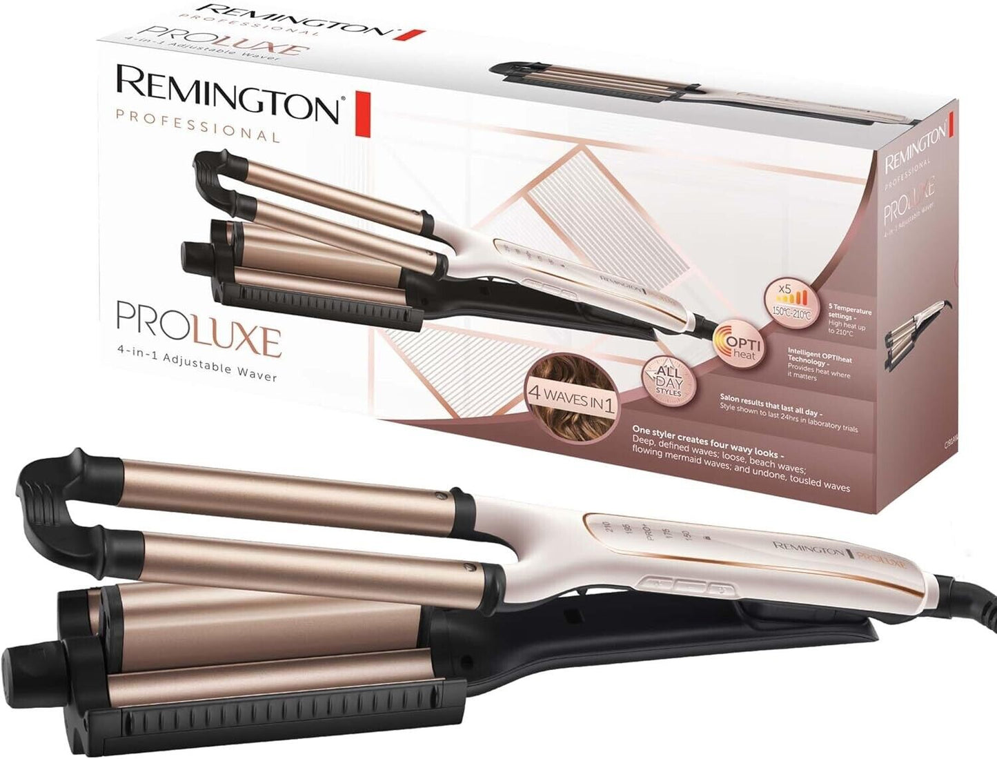 Remington ProLuxe 4-in-1 Lockenstab: Beach , natürlich Wellen, Wasserwellen, Mer