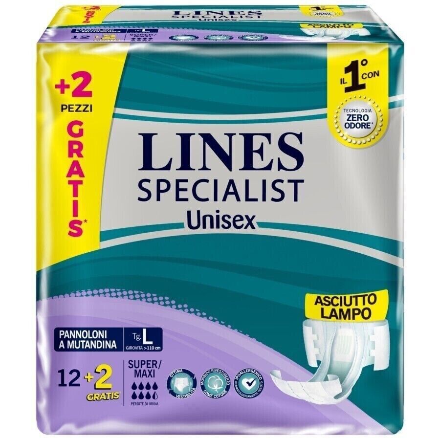 Lines Specialist Inkontinenz Windelhose Gummihose Super / Max Groß 2x 12 Stück