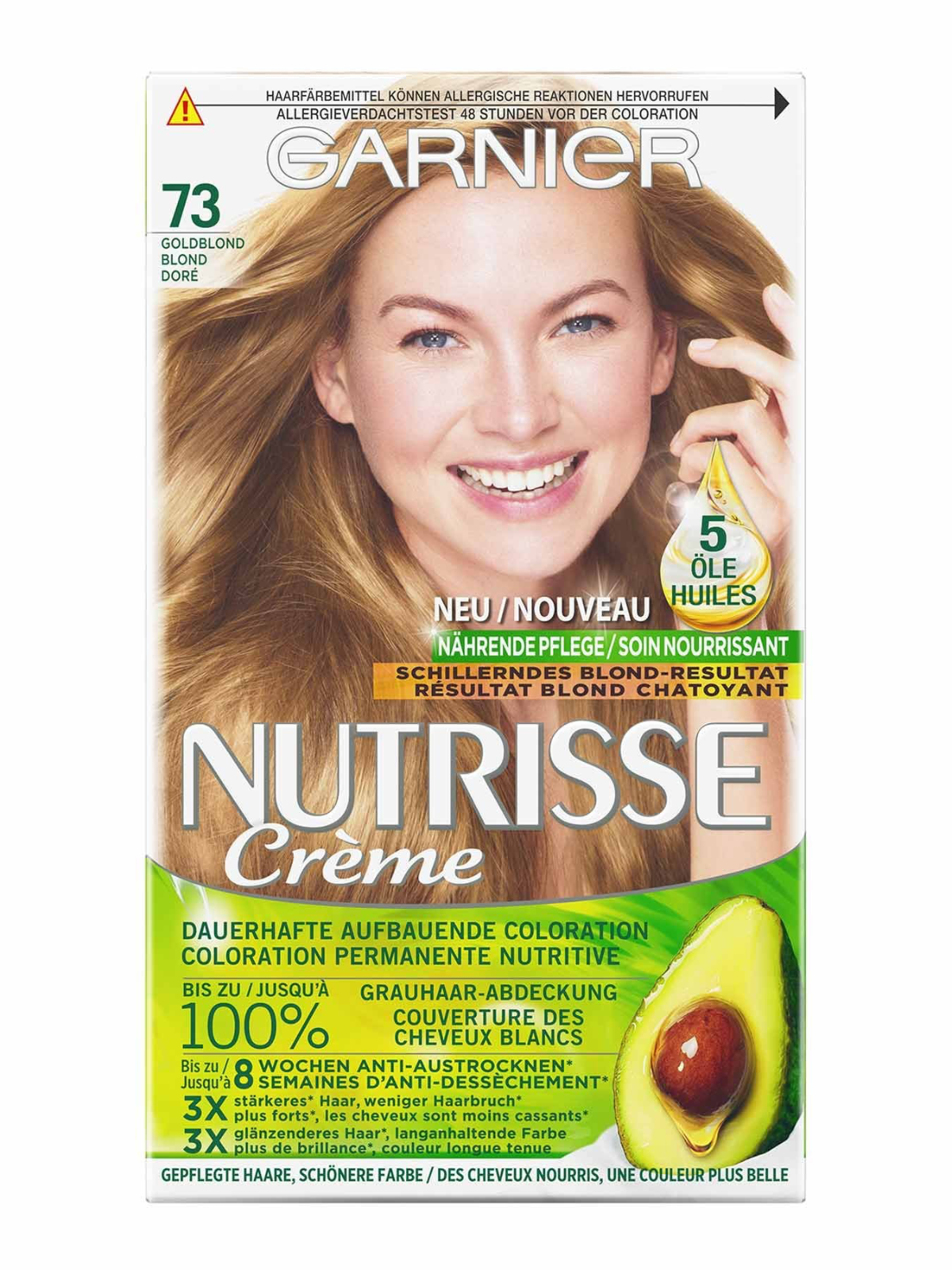 Garnier Nutrisse Creme 73 Goldblond Haarfarbe Pflege 100% Grauabdeckung