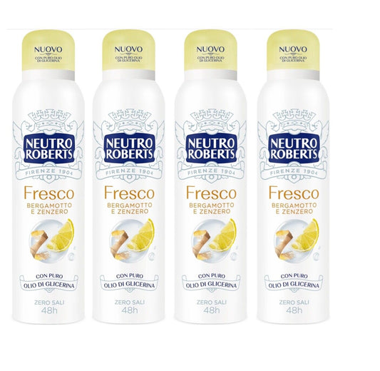 Neutro Roberts deo Fresco Spray Deodorant ohne Aluminiumsalze 4x 150ml