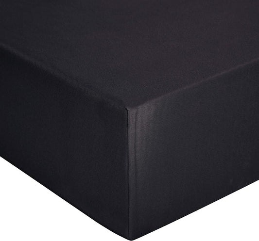 Amazon Basics - Spannbetttuch, Jersey, Schwarz - 200 x 200 cm