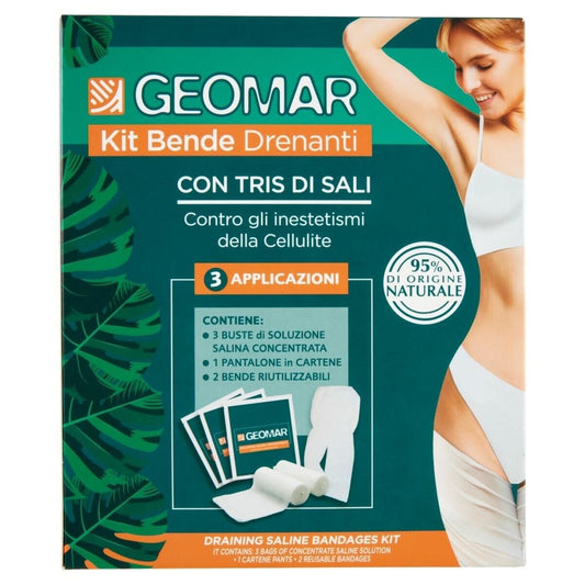 GEOMAR | Kit Drainage Bandagen, gegen Cellulite, mit drei Salzen 140 ml x 3 Anwe