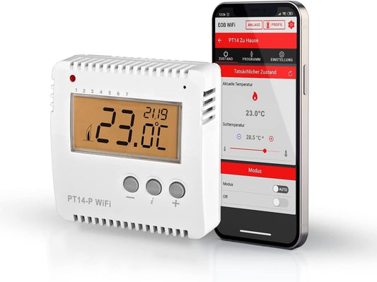 Elektrobock Smart WLAN Thermostat PT14-P-WIFI, Heizungssteuerung per APP, Aufput